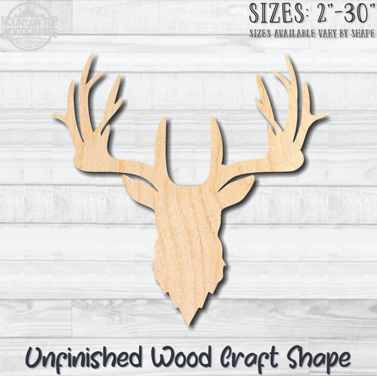 Deer Head Antlers 1 Unfinished Wood Shape Blank Laser Engraved Cutout Woodcraft Craft Supply