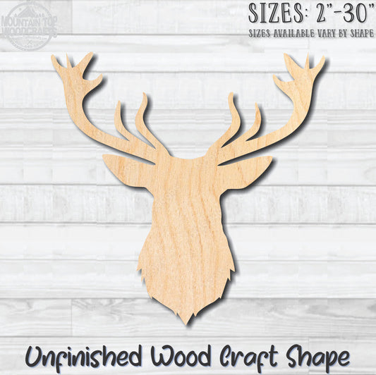 Deer Head Antlers 2 Unfinished Wood Shape Blank Laser Engraved Cutout Woodcraft Craft Supply