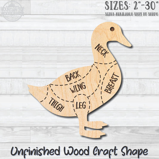 Duck Butcher Chart Unfinished Wood Shape Blank Laser Engraved Cutout Woodcraft Craft Supply