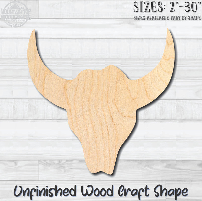 Skull Southwest Unfinished Wood Shape Blank Laser Engraved Cut Out Woodcraft Craft Supply