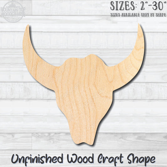 Skull Southwest Unfinished Wood Shape Blank Laser Engraved Cut Out Woodcraft Craft Supply