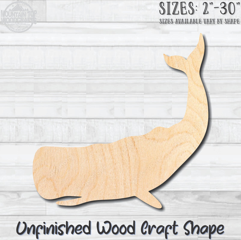 Whale Humpback Unfinished Wood Shape Blank Laser Engraved Cut Out Woodcraft Craft Supply