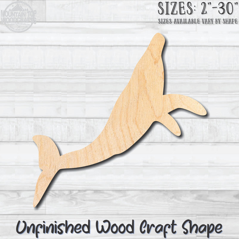 Dolphin Whale Unfinished Wood Shape Blank Laser Engraved Cutout Woodcraft Craft Supply