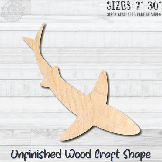 Shark Unfinished Wood Shape Blank Laser Engraved Cut Out Woodcraft Craft Supply