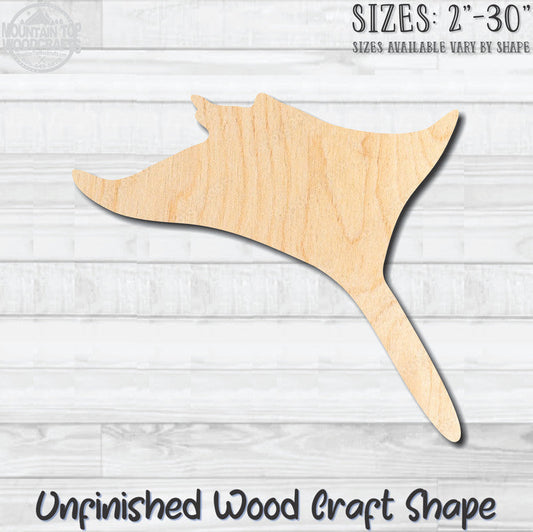 Stingray Sea Ray Unfinished Wood Shape Blank Laser Engraved Cut Out Woodcraft Craft Supply