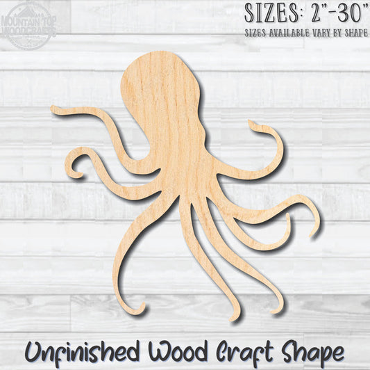 Octopus Unfinished Wood Shape Blank Laser Engraved Cutout Woodcraft Craft Supply