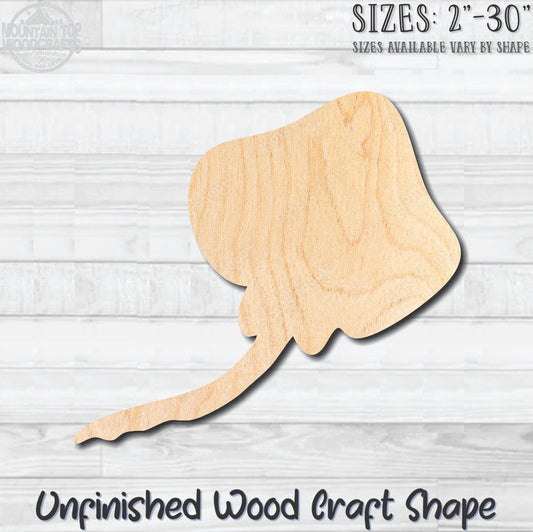 Stingray Manta Ray Unfinished Wood Shape Blank Laser Engraved Cut Out Woodcraft Craft Supply