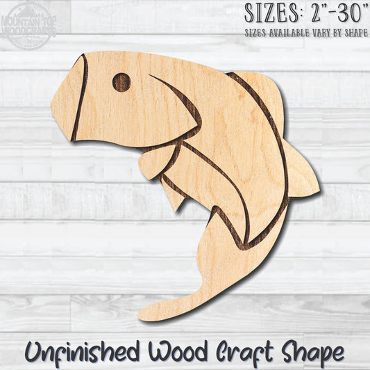 Bass Fish 6 Unfinished Wood Shape Blank Laser Engraved Cutout Woodcraft Craft Supply
