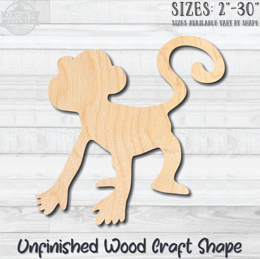 Monkey Unfinished Wood Shape Blank Laser Engraved Cutout Woodcraft Craft Supply