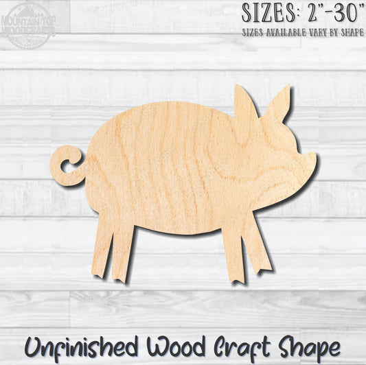 Pig Piggy Unfinished Wood Shape Blank Laser Engraved Cutout Woodcraft Craft Supply