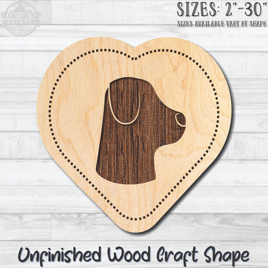 Dog Love Heart  Unfinished Wood Shape Blank Laser Engraved Cutout Woodcraft Craft Supply