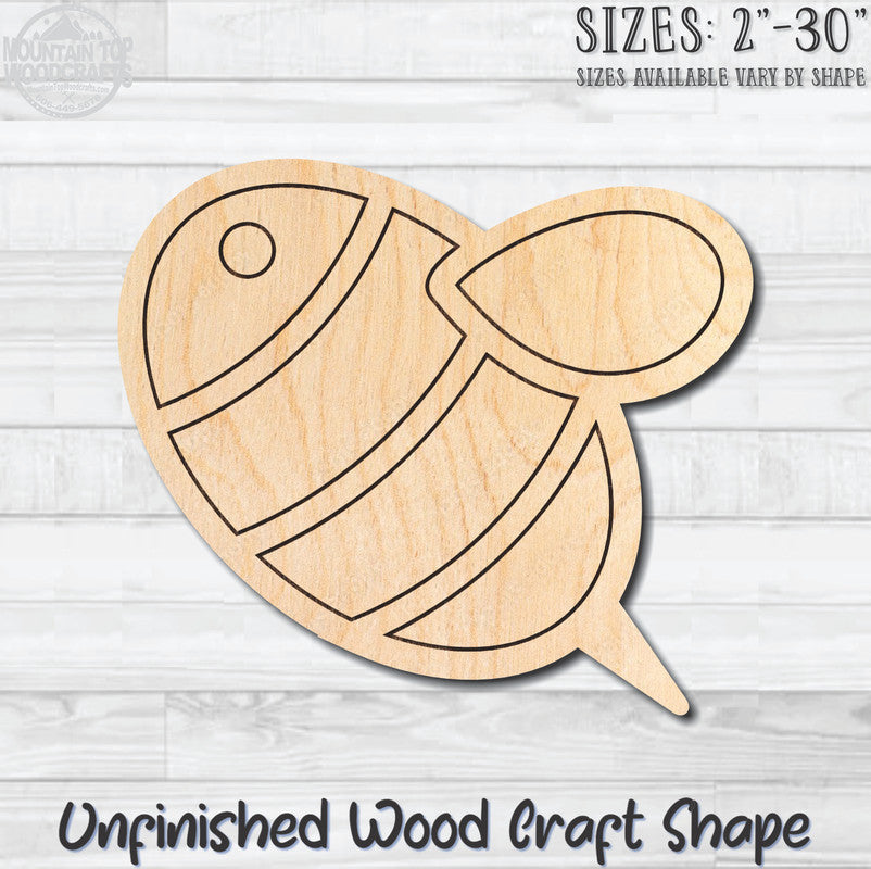 Bumble Bee 4 Engraved Unfinished Wood Shape Blank Laser Cut Out Woodcraft Craft Supply