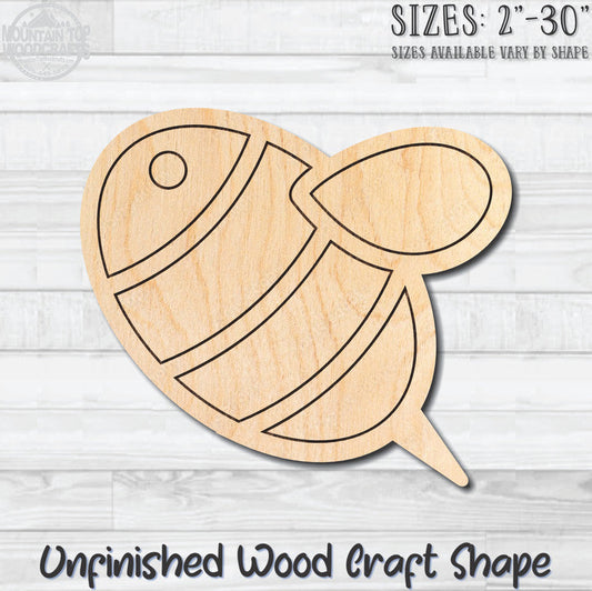 Bumble Bee 4 Engraved Unfinished Wood Shape Blank Laser Cut Out Woodcraft Craft Supply