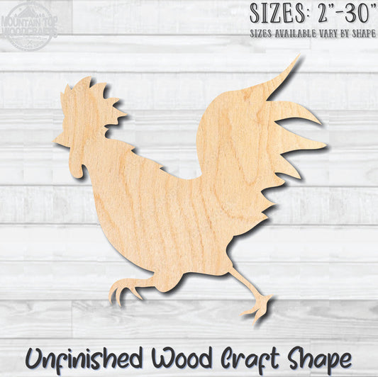 Rooster Running Unfinished Wood Shape Blank Laser Cut Out Woodcraft Craft Supply