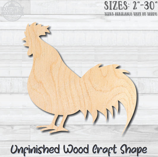 Rooster 4 Unfinished Wood Shape Blank Laser Cut Out Woodcraft Craft Supply