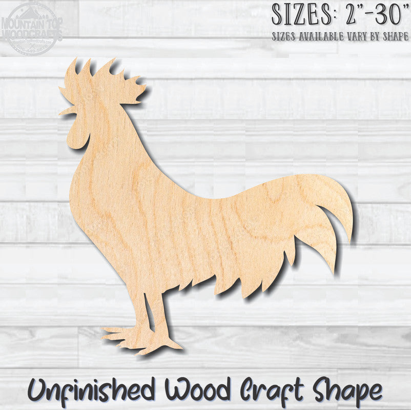 Rooster 5 Unfinished Wood Shape Blank Laser Cut Out Woodcraft Craft Supply