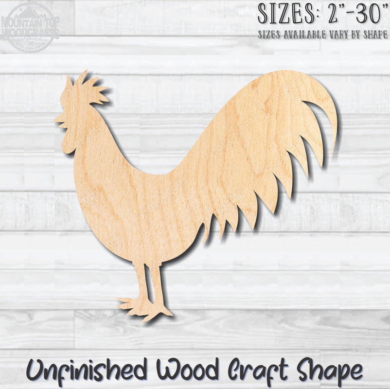 Rooster 6 Unfinished Wood Shape Blank Laser Cut Out Woodcraft Craft Supply