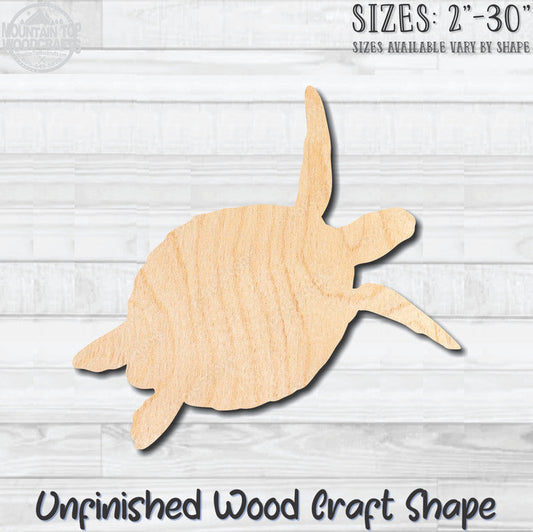 Sea Turtle 2 Unfinished Wood Shape Blank Laser Cut Out Woodcraft Craft Supply