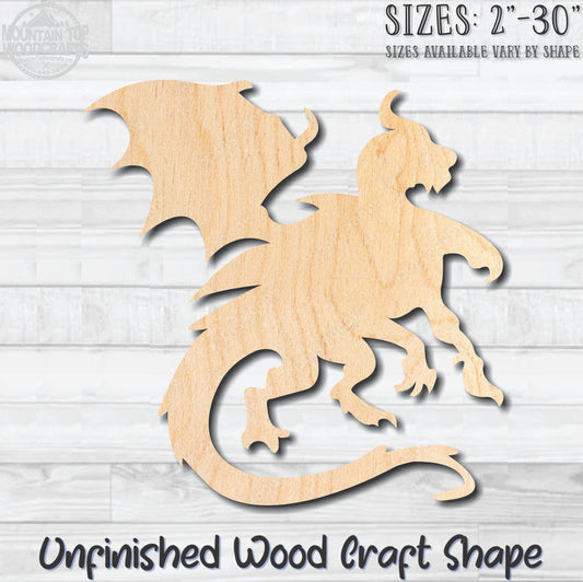 Dragon 1 Unfinished Wood Shape Blank Laser Cut Out Woodcraft Craft Supply