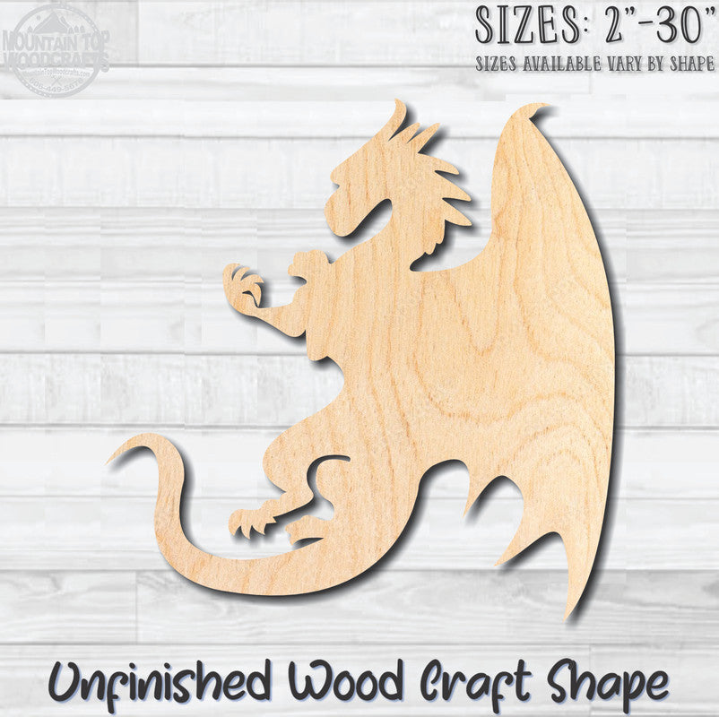 Dragon 2 Unfinished Wood Shape Blank Laser Cut Out Woodcraft Craft Supply