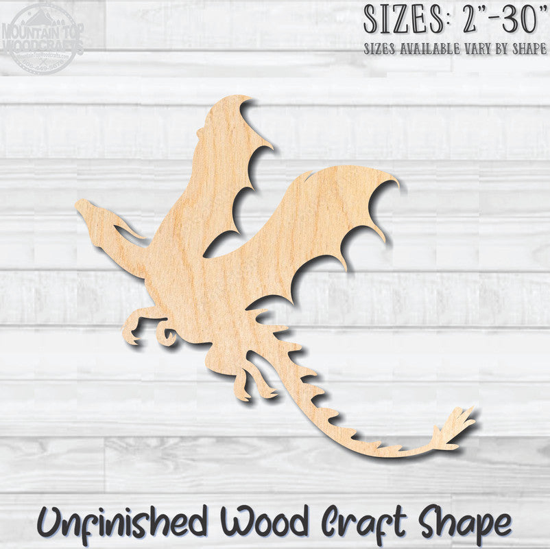 Dragon 4 Unfinished Wood Shape Blank Laser Cut Out Woodcraft Craft Supply