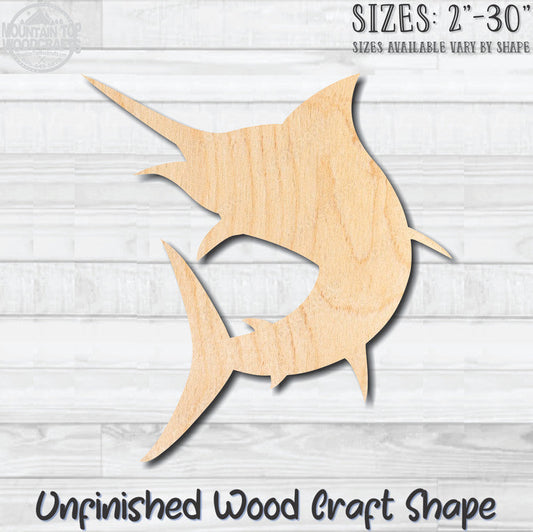 Swordfish Unfinished Wood Shape Blank Laser Cut Out Woodcraft Craft Supply
