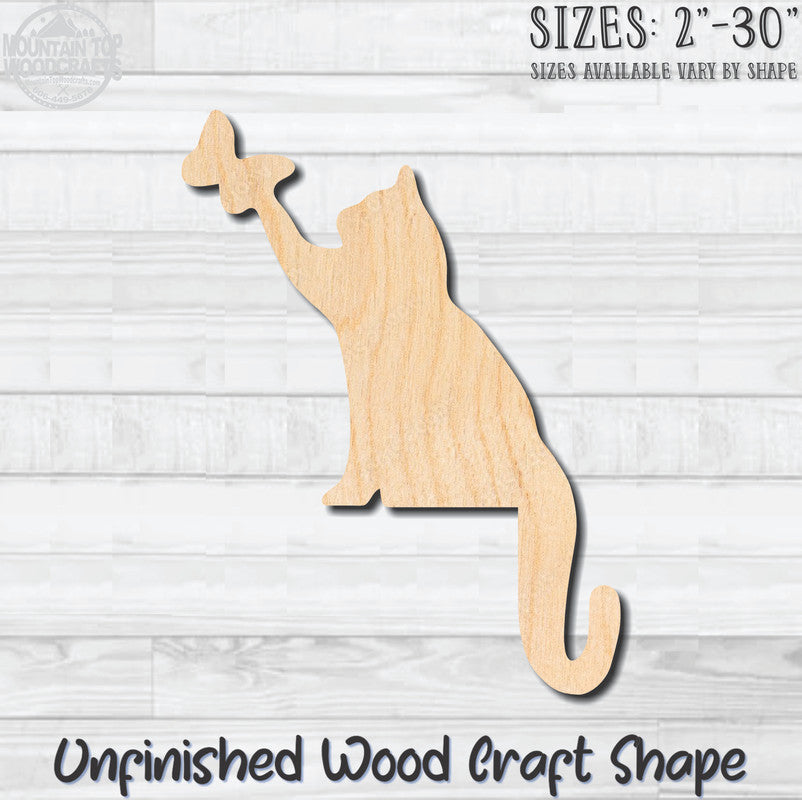 Cat & Butterfly Door Frame Unfinished Wood Shape Blank Laser Cut Out Woodcraft Craft Supply