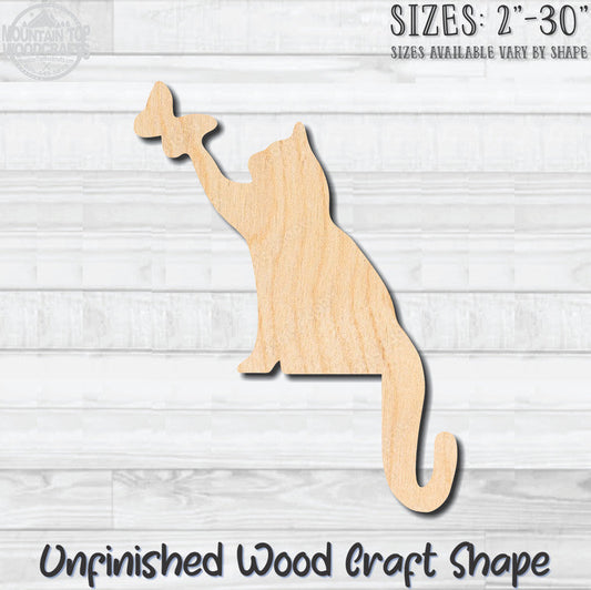 Cat & Butterfly Door Frame Unfinished Wood Shape Blank Laser Cut Out Woodcraft Craft Supply