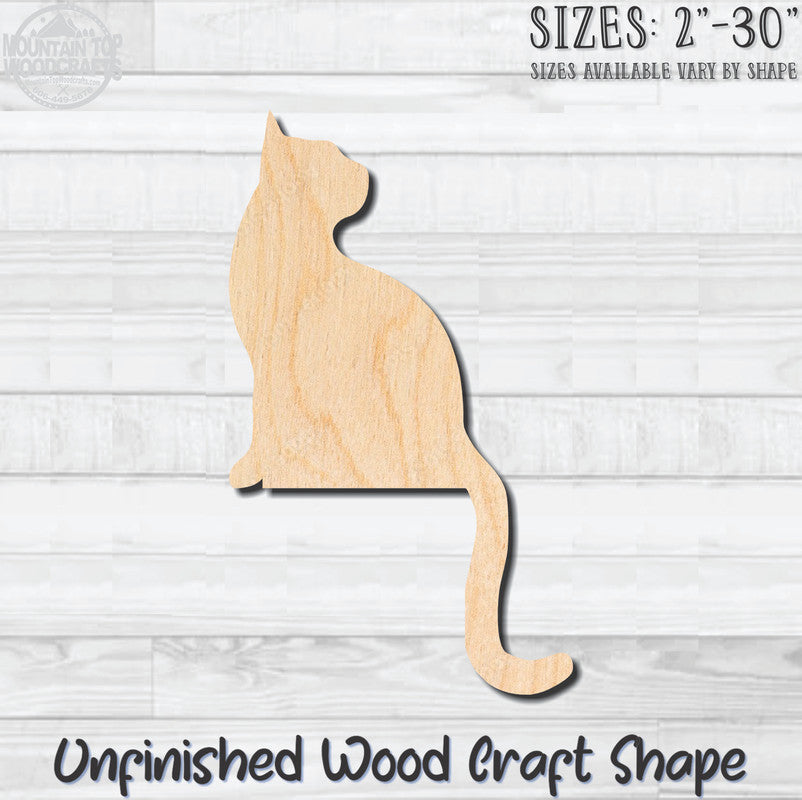 Sitting Cat Door Frame Unfinished Wood Shape Blank Laser Cut Out Woodcraft Craft Supply