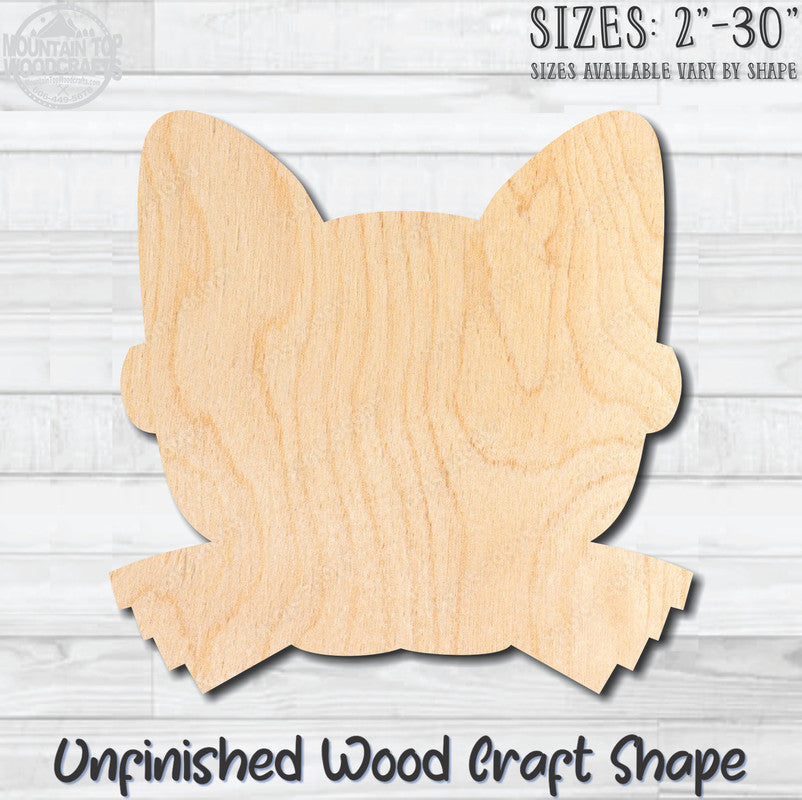 Cat Face Unfinished Wood Shape Blank Laser Cut Out Woodcraft Craft Supply