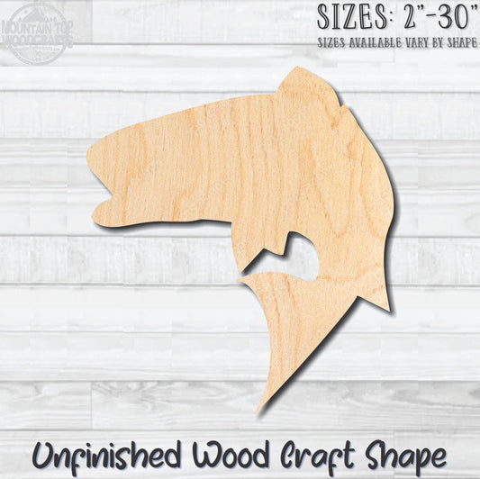 Large Mouth Bass Fish Unfinished Wood Shape Blank Laser Cut Out Woodcraft Craft Supply