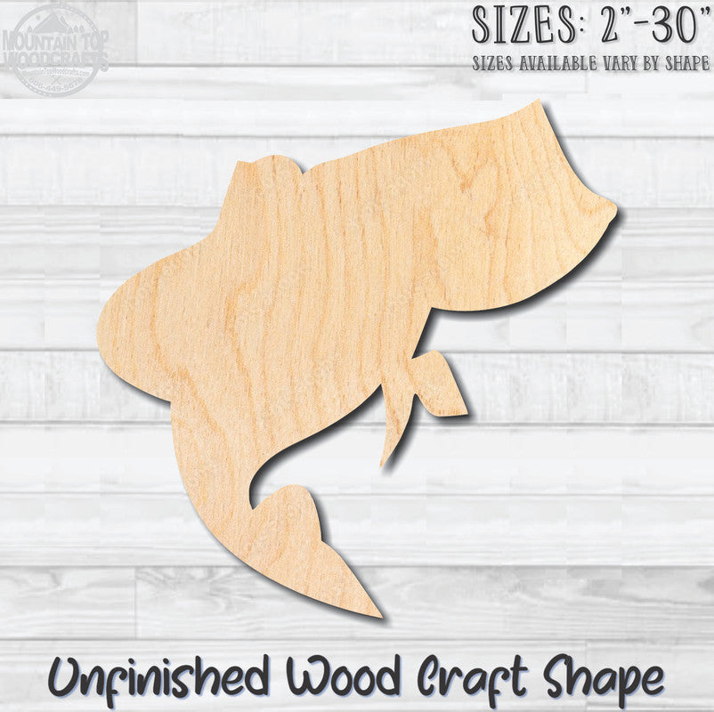 Bass Catfish Perch Unfinished Wood Shape Blank Laser Cut Out Woodcraft Craft Supply