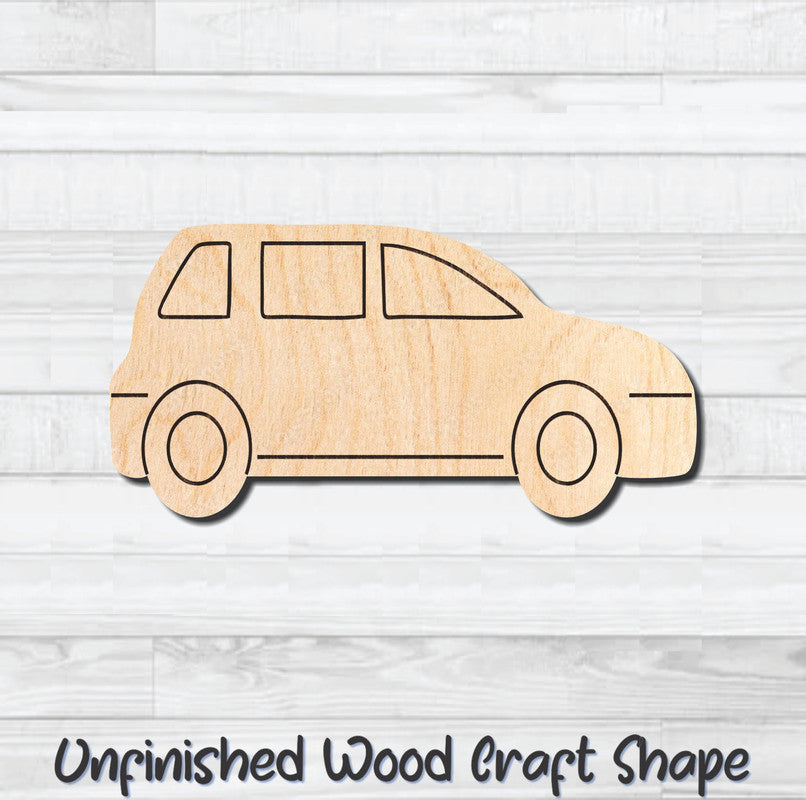 Hatchback Car Vehicle Automobile Unfinished Wood Shape Blank Laser Engraved Cutout Woodcraft Craft Supply