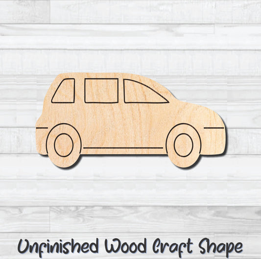 Hatchback Car Vehicle Automobile Unfinished Wood Shape Blank Laser Engraved Cutout Woodcraft Craft Supply