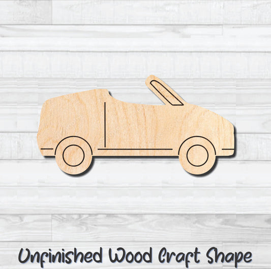 Convertible Car Vehicle Automobile Unfinished Wood Shape Blank Laser Engraved Cutout Woodcraft Craft Supply