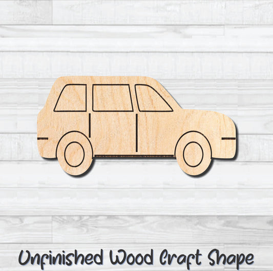 Station Wagon Car Vehicle Unfinished Wood Shape Blank Laser Engraved Cut Out Woodcraft Craft Supply