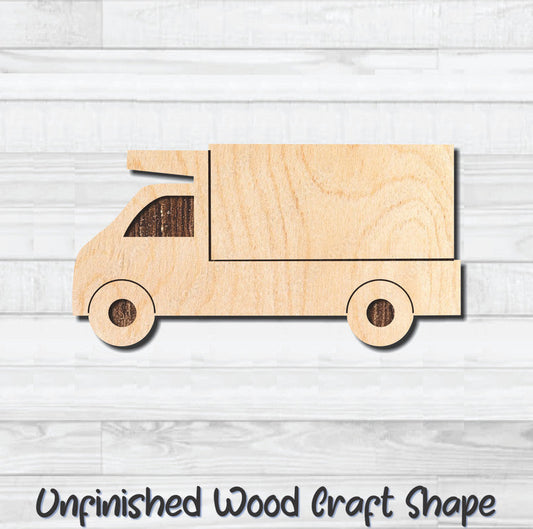 Box Truck Auto Unfinished Wood Shape Blank Laser Engraved Cutout Woodcraft Craft Supply