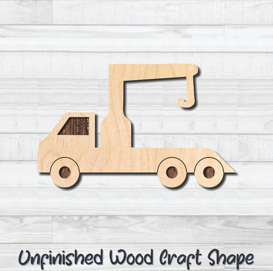 Big Tow Truck Flat Bed Hook Auto Unfinished Wood Shape Blank Laser Engraved Cutout Woodcraft Craft Supply
