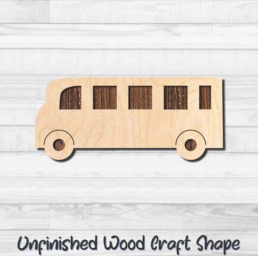 Bus Transport Auto Unfinished Wood Shape Blank Laser Engraved Cutout Woodcraft Craft Supply