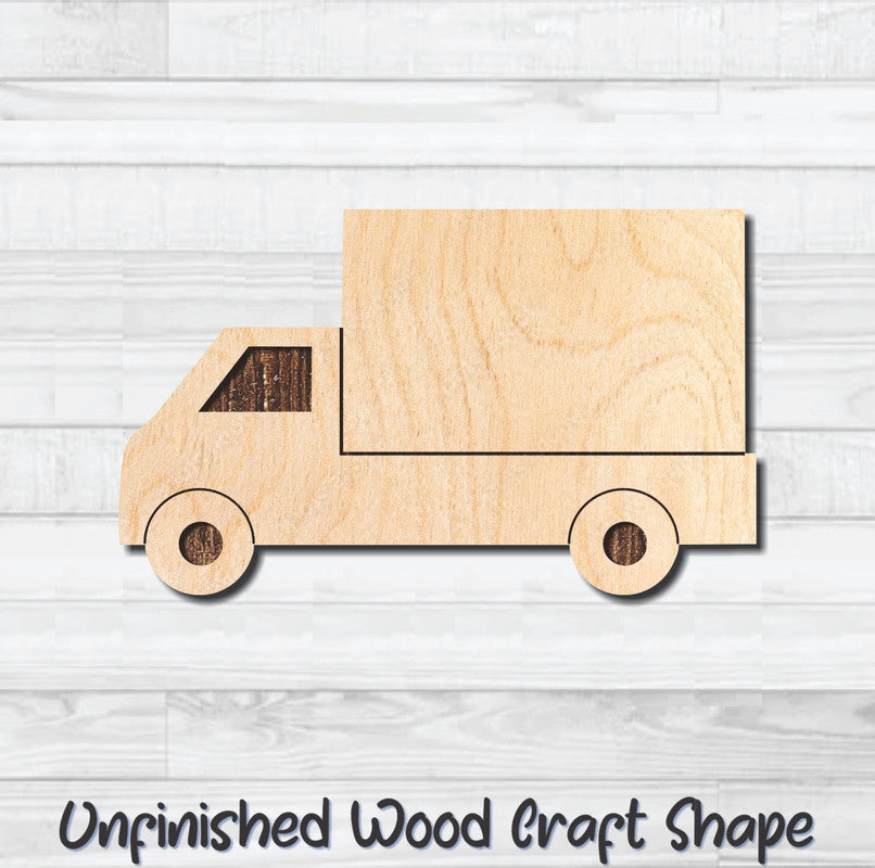 Delivery Box Truck Auto Unfinished Wood Shape Blank Laser Engraved Cutout Woodcraft Craft Supply