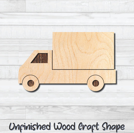Delivery Box Truck Auto Unfinished Wood Shape Blank Laser Engraved Cutout Woodcraft Craft Supply