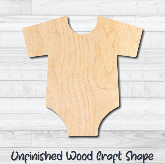 Baby Onesie Unfinished Wood Shape Blank Laser Engraved Cutout Woodcraft Craft Supply