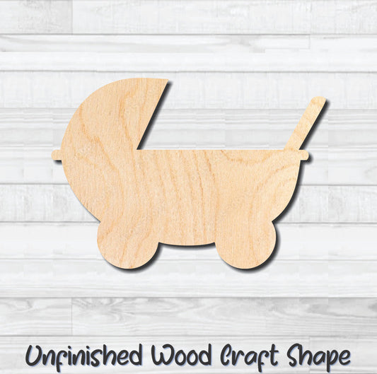 Baby Carriage Unfinished Wood Shape Blank Laser Engraved Cutout Woodcraft Craft Supply