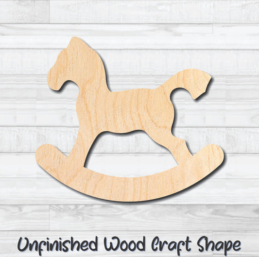 Rocking Horse Unfinished Wood Shape Blank Laser Engraved Cutout Woodcraft Craft Supply