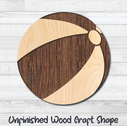 Beach Ball Unfinished Wood Shape Blank Laser Engraved Cutout Woodcraft Craft Supply