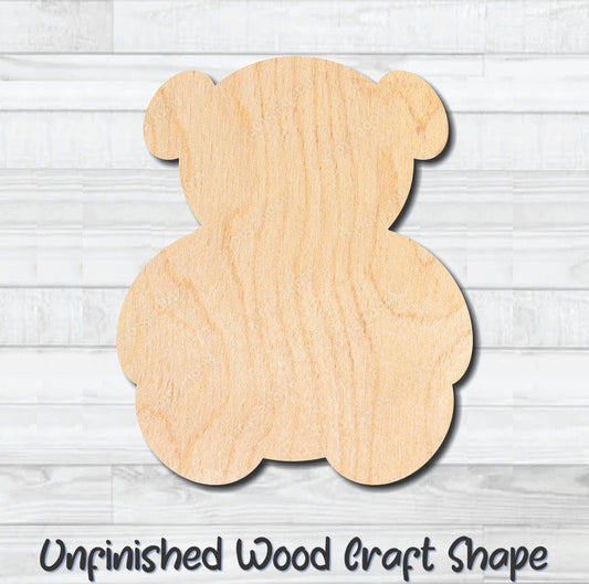 Teddy Bear Unfinished Wood Shape Blank Laser Engraved Cutout Woodcraft Craft Supply
