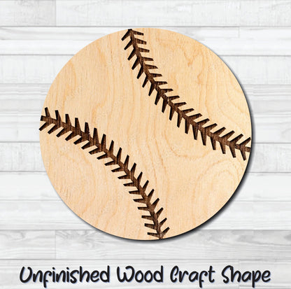 Baseball Unfinished Wood Shape Blank Laser Engraved Cut Out Woodcraft Craft Supply