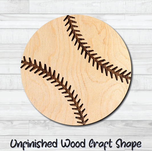 Baseball Unfinished Wood Shape Blank Laser Engraved Cut Out Woodcraft Craft Supply