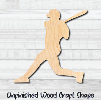 Baseball Player Batter Unfinished Wood Shape Blank Laser Engraved Cut Out Woodcraft Craft Supply
