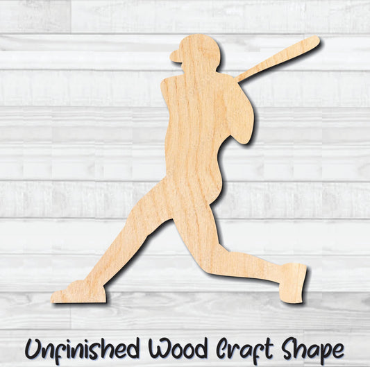 Baseball Player Batter Unfinished Wood Shape Blank Laser Engraved Cut Out Woodcraft Craft Supply